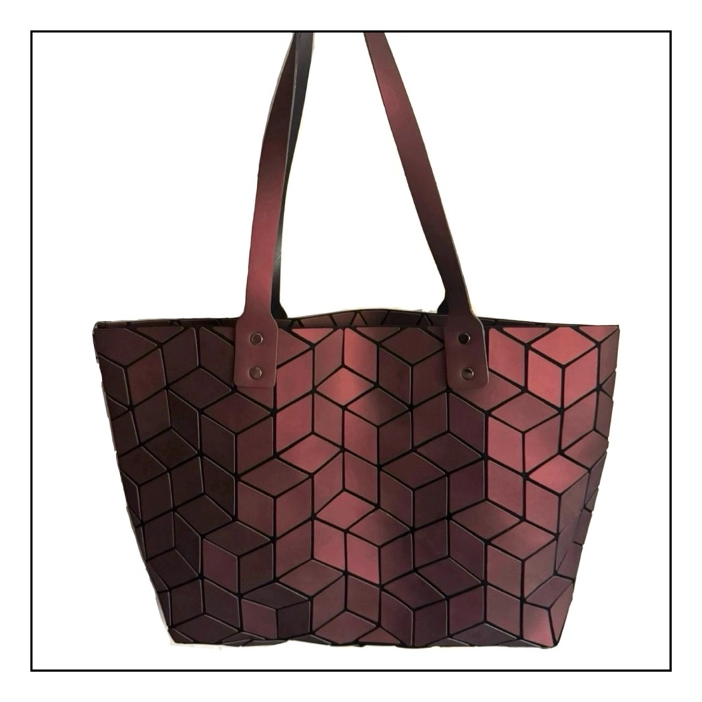 NWT Emilio Pepe Italy Matte Red Geo Tote - Picture 6 of 10